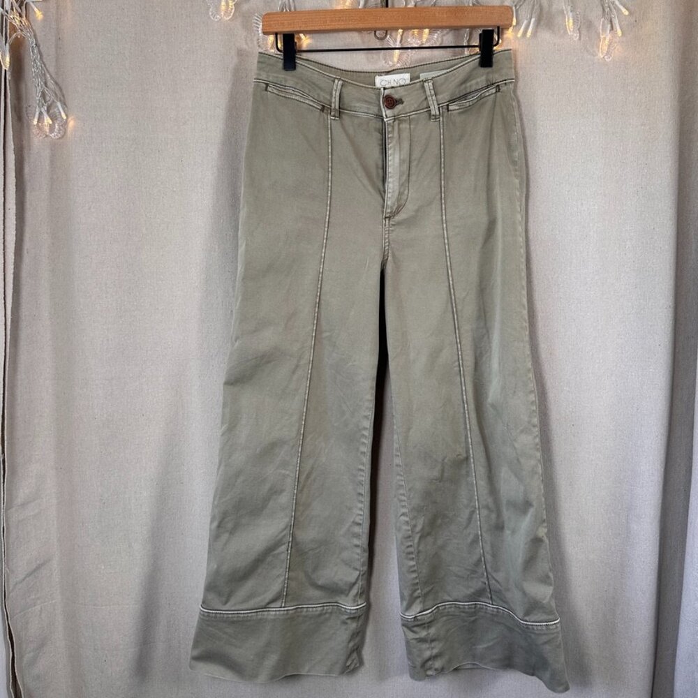 Anthropologie Pintuck Chino Pant in Soft Olive - Picture 2 of 14